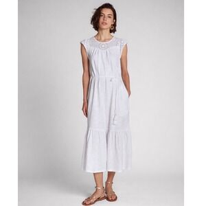 Boden Juliet Broderie Midi Dress White Cotton Eyelet Lace Sundress US 10R NEW